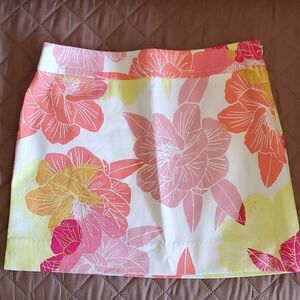 Express Colorful Flower Print Skirt Women's Size Zero Orange Pink White Yellow